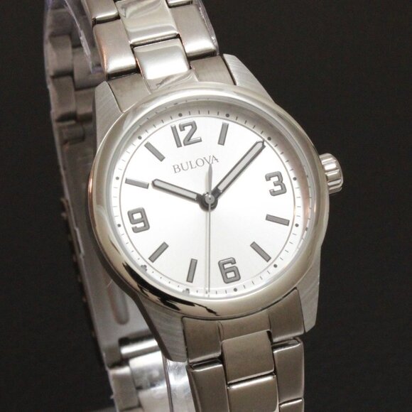Bulova Casual Ladies Watch Silver Dial Arabic Numerals Stainless Bracelet 28mm - Picture 1 of 11
